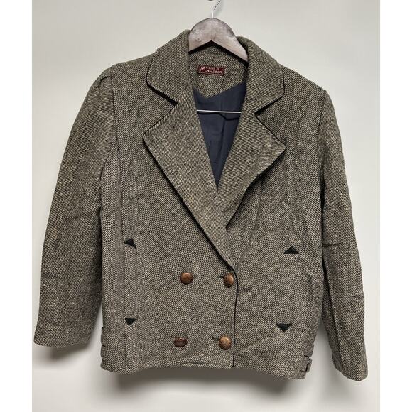 Vintage 80s Tweed Women's Wool Jacket Blazer Large 1980s Glam Punk Rock Preppy - Picture 1 of 10